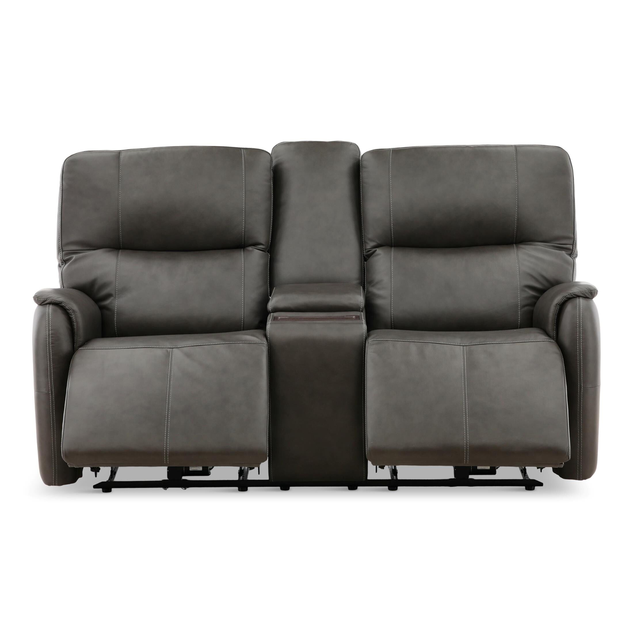 Walker Leather Power Reclining Console Loveseat - Cacao
