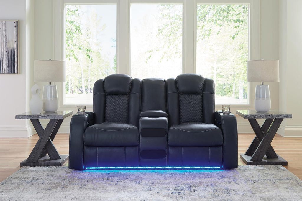 Fyne-Dyme Dual Power Reclining Loveseat with Console - Fabric
