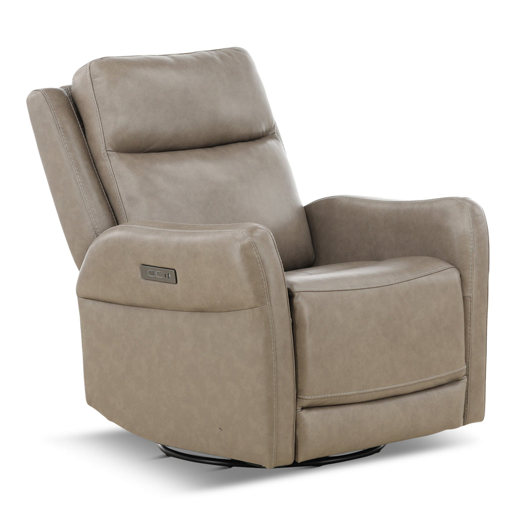 Manning Leather Power Swivel Glider with Zero Gravity