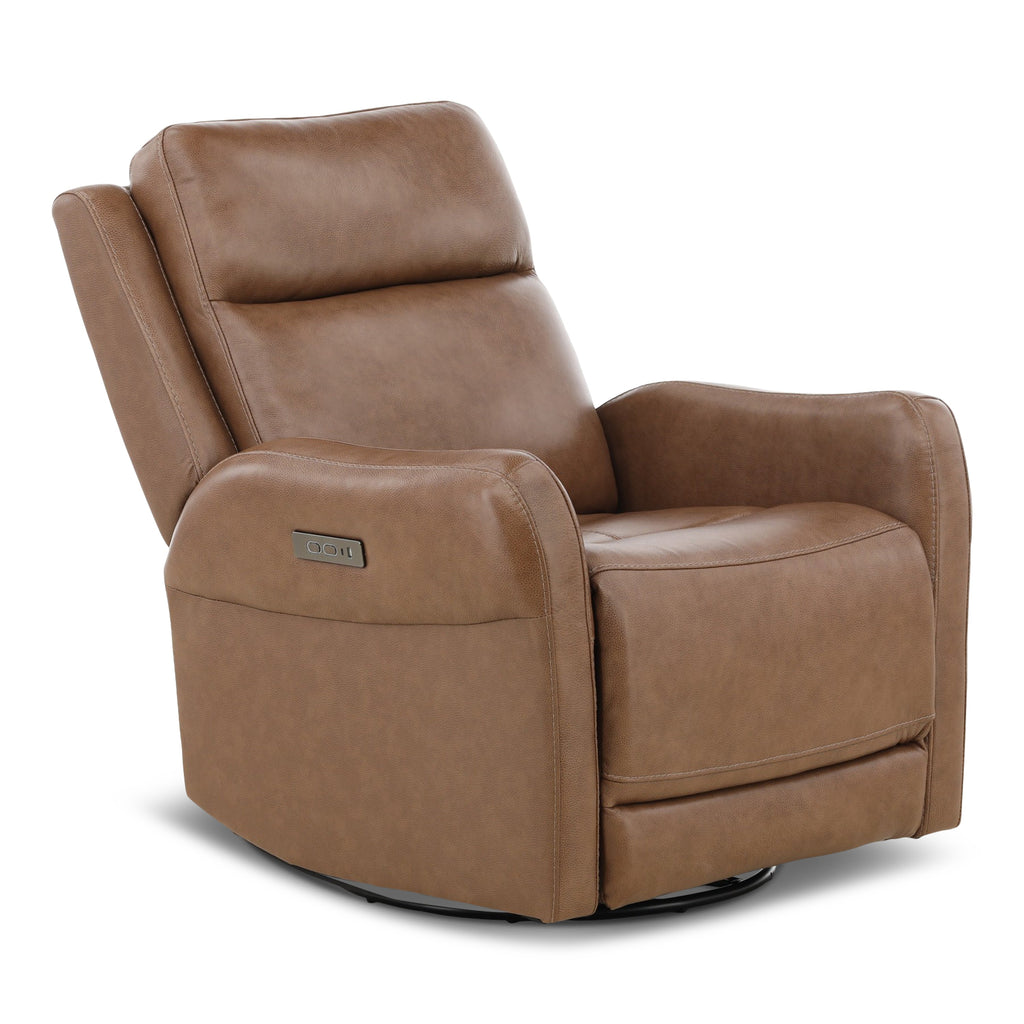 Manning Leather Power Swivel Glider with Zero Gravity