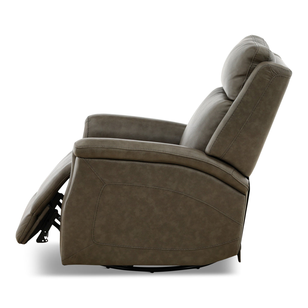 Eddystone Leather Power Swivel Glider Recliner with ZeroGravity - Reclining