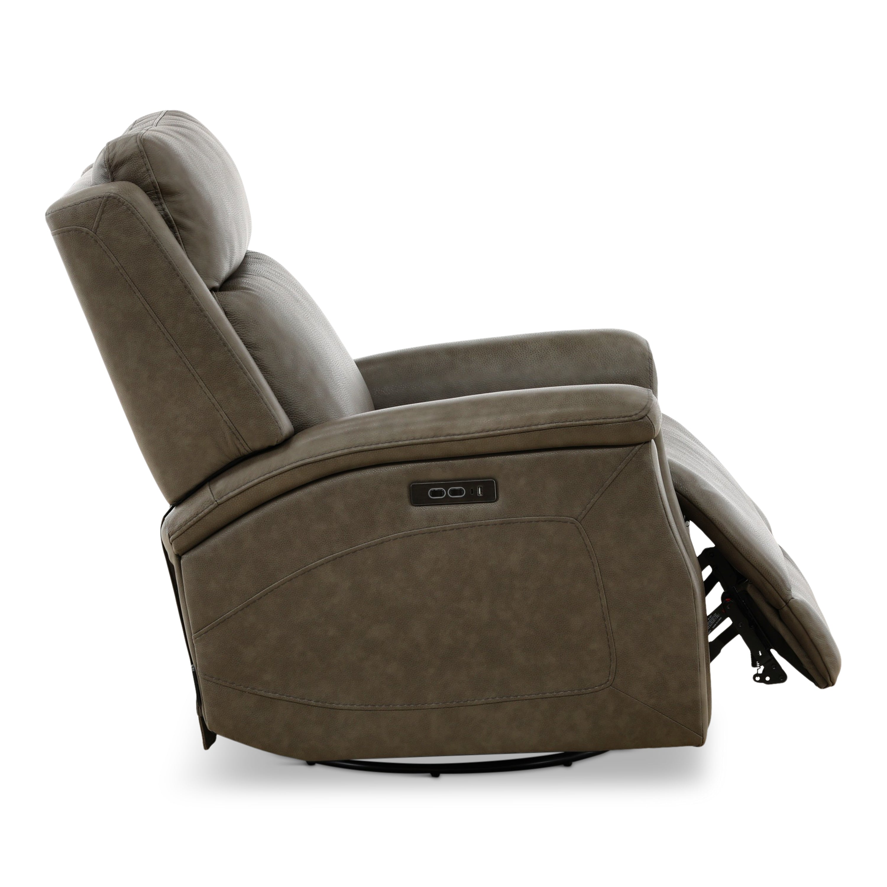 Eddystone Leather Power Swivel Glider Recliner with ZeroGravity - Reclining