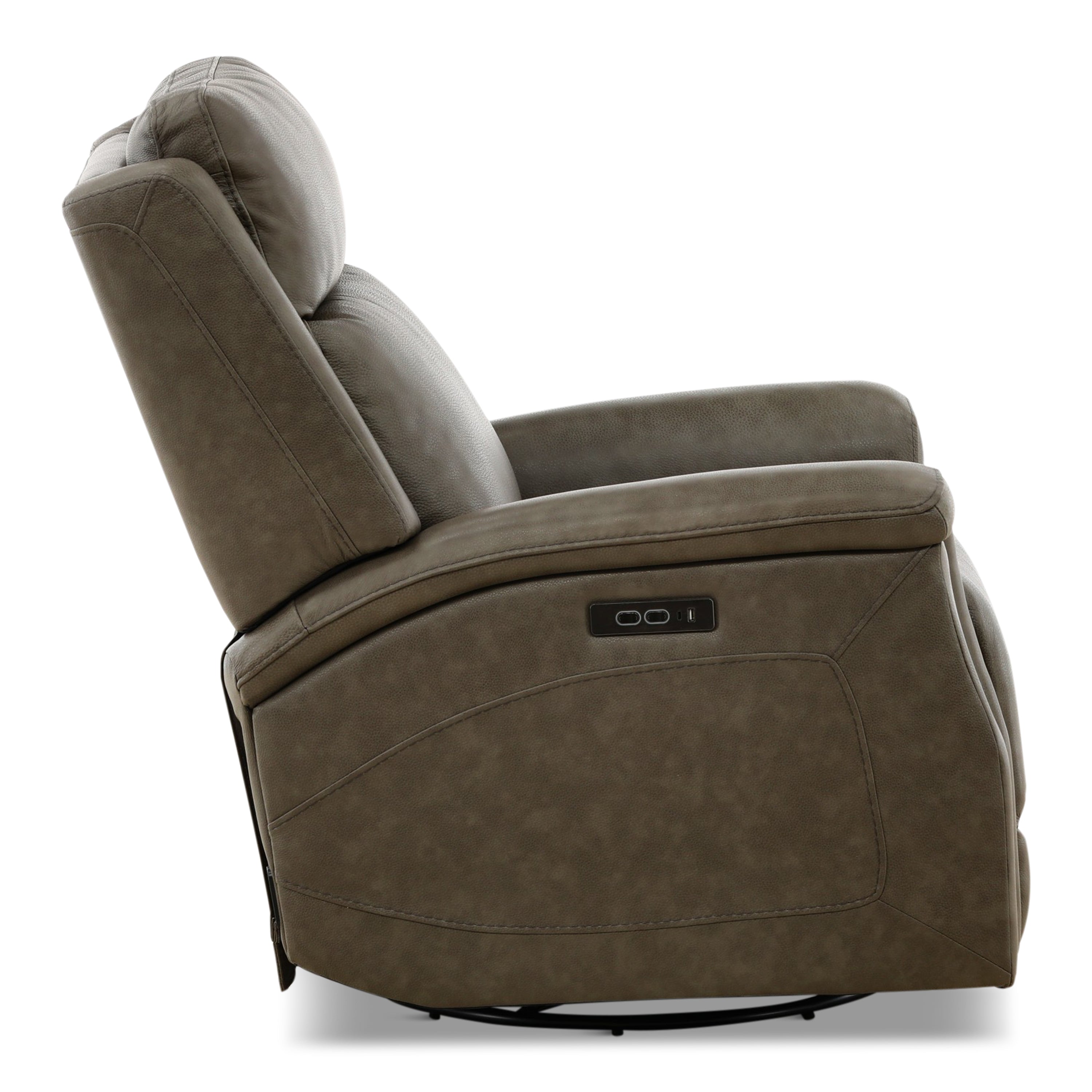 Eddystone Leather Power Swivel Glider Recliner with ZeroGravity - Reclining