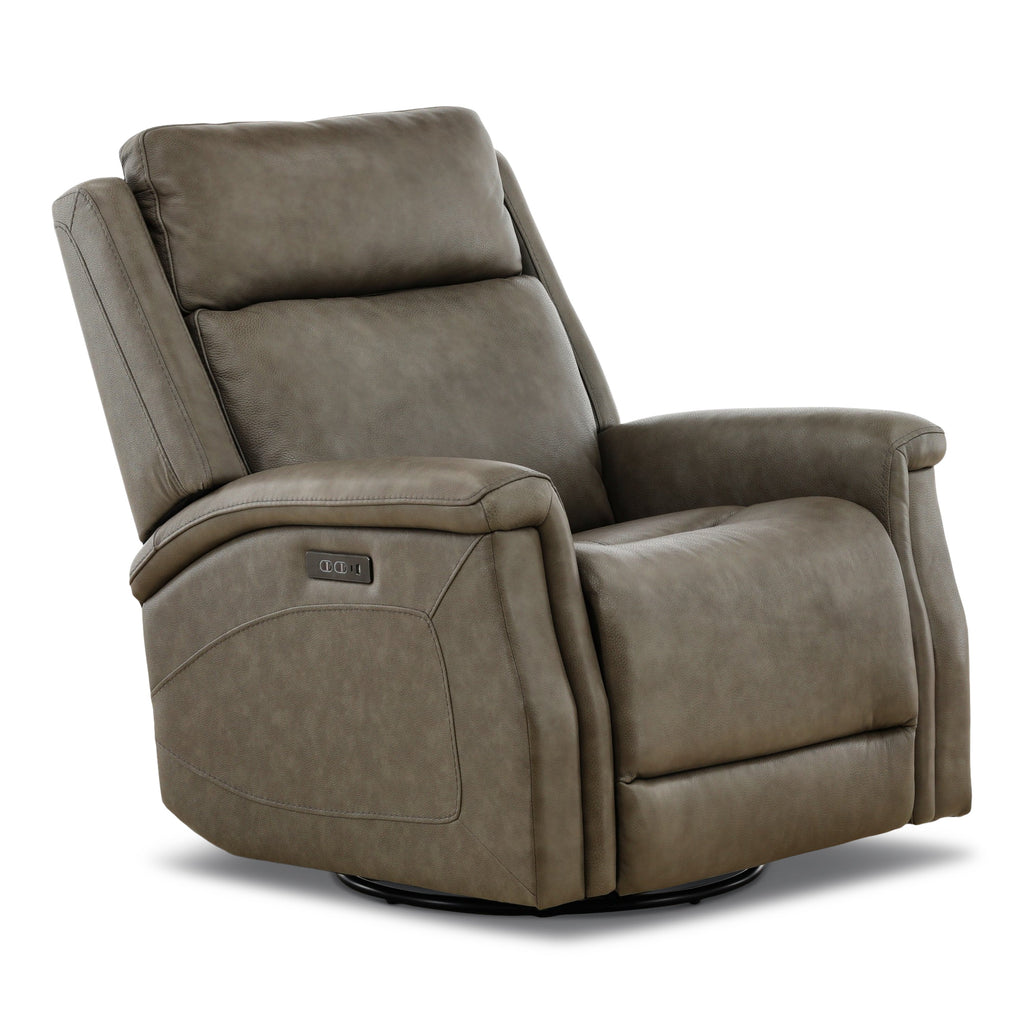 Eddystone Leather Power Swivel Glider Recliner with ZeroGravity - Reclining