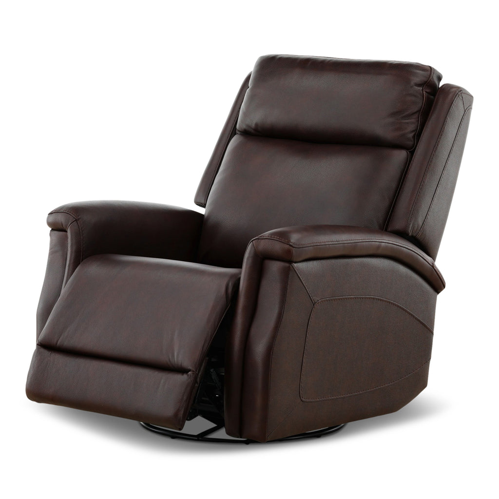 Eddystone Leather Power Swivel Glider Recliner with ZeroGravity - Reclining
