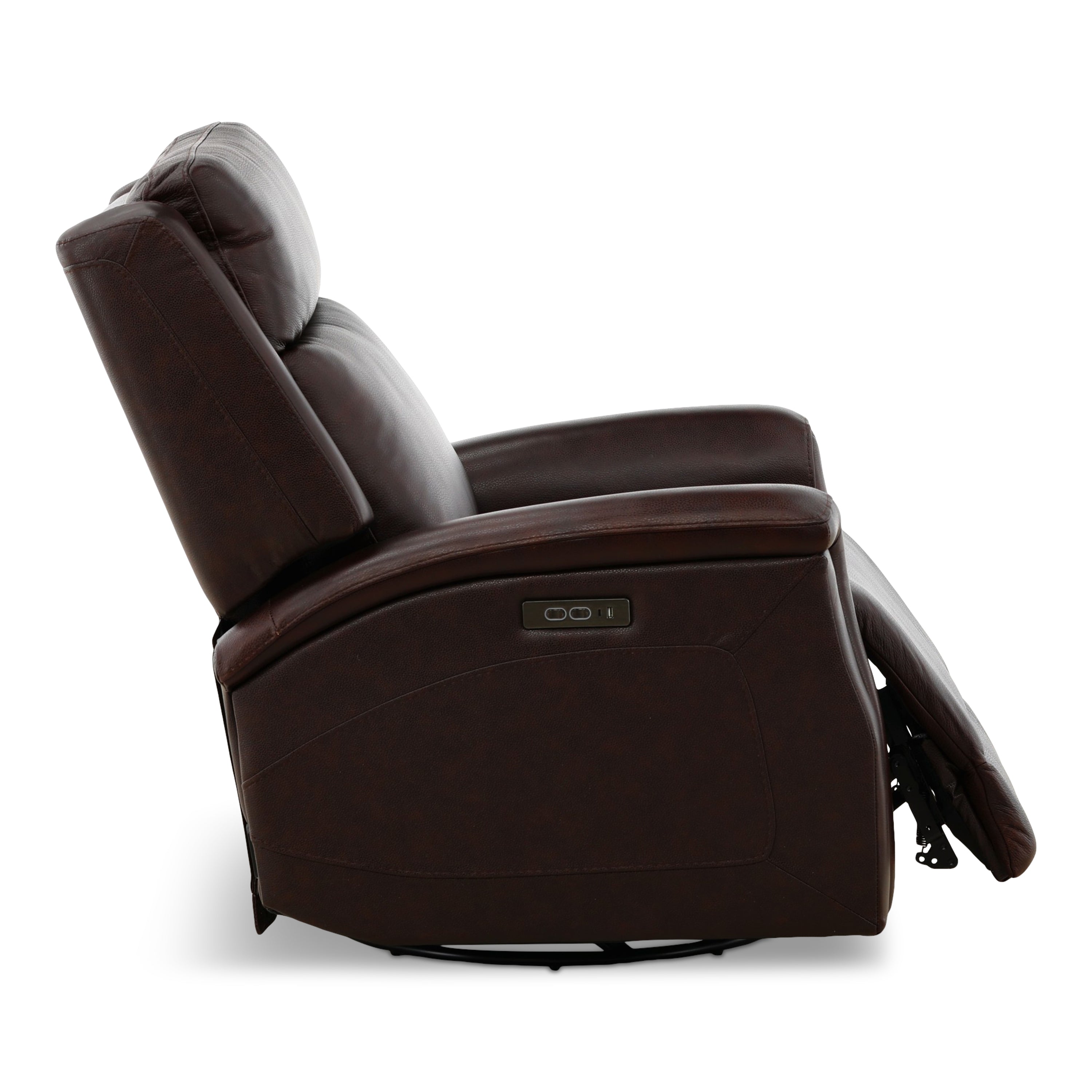Eddystone Leather Power Swivel Glider Recliner with ZeroGravity - Reclining