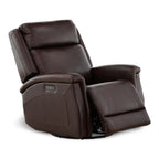 Eddystone Leather Power Swivel Glider Recliner with ZeroGravity - Reclining