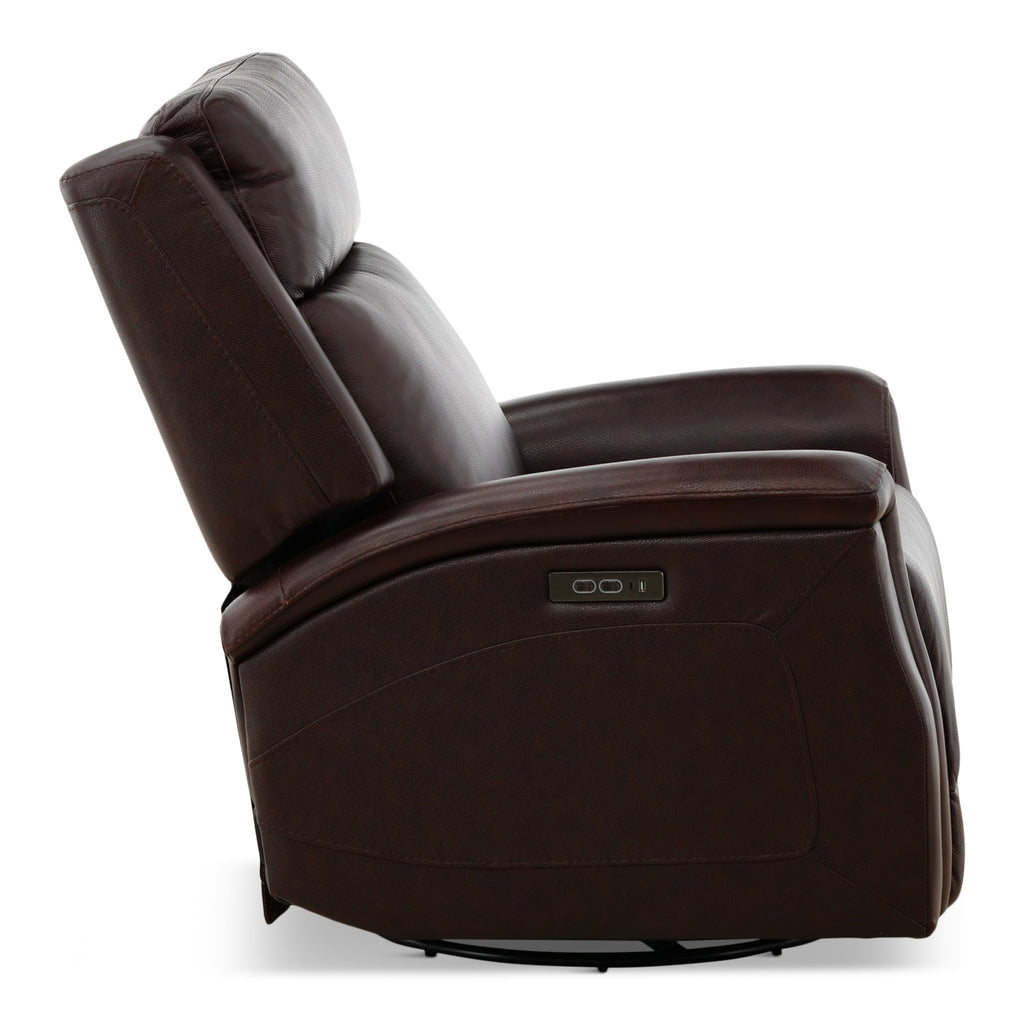 Eddystone Leather Power Swivel Glider Recliner with ZeroGravity - Reclining