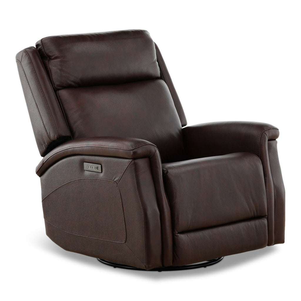 Eddystone Leather Power Swivel Glider Recliner with ZeroGravity - Reclining