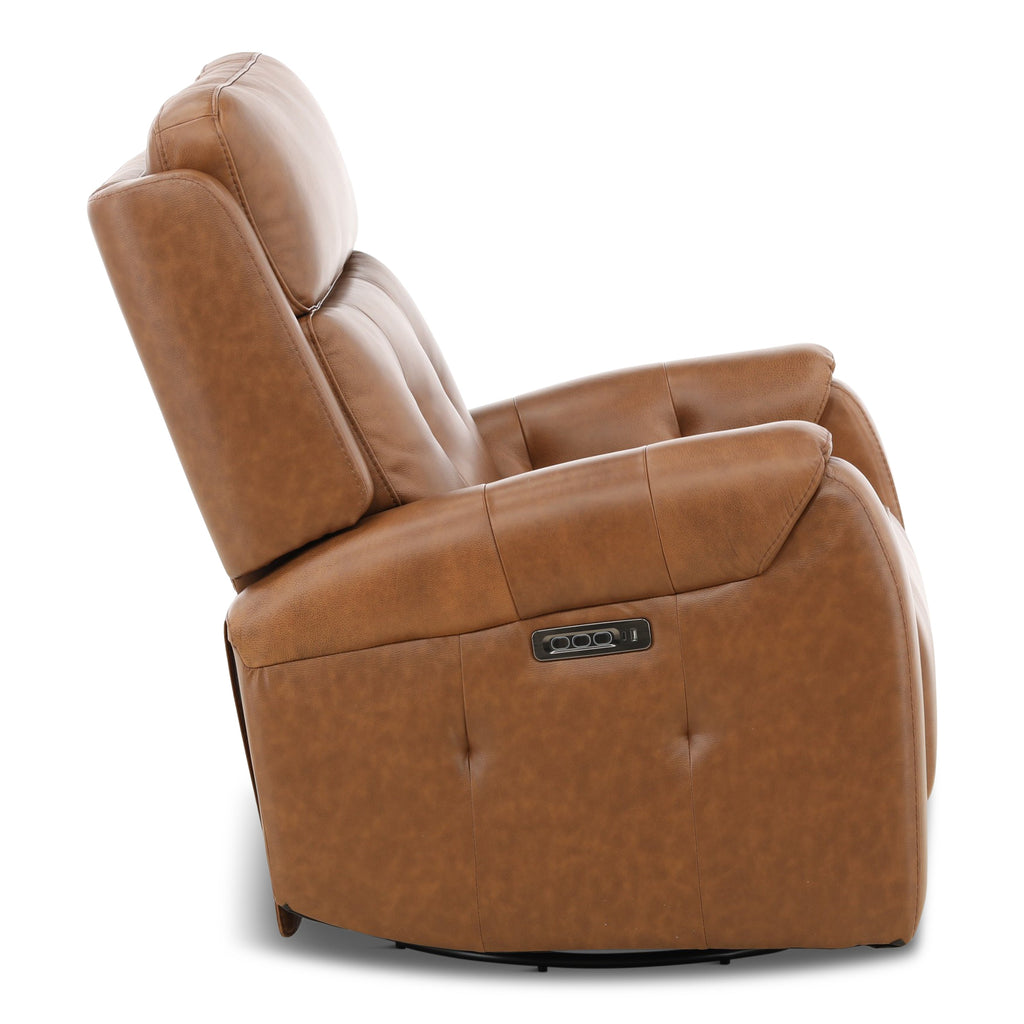Fairview Leather Power Swivel Glider - Decor