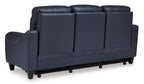 Mercomatic Leather Power Reclining Sofa - Ocean
