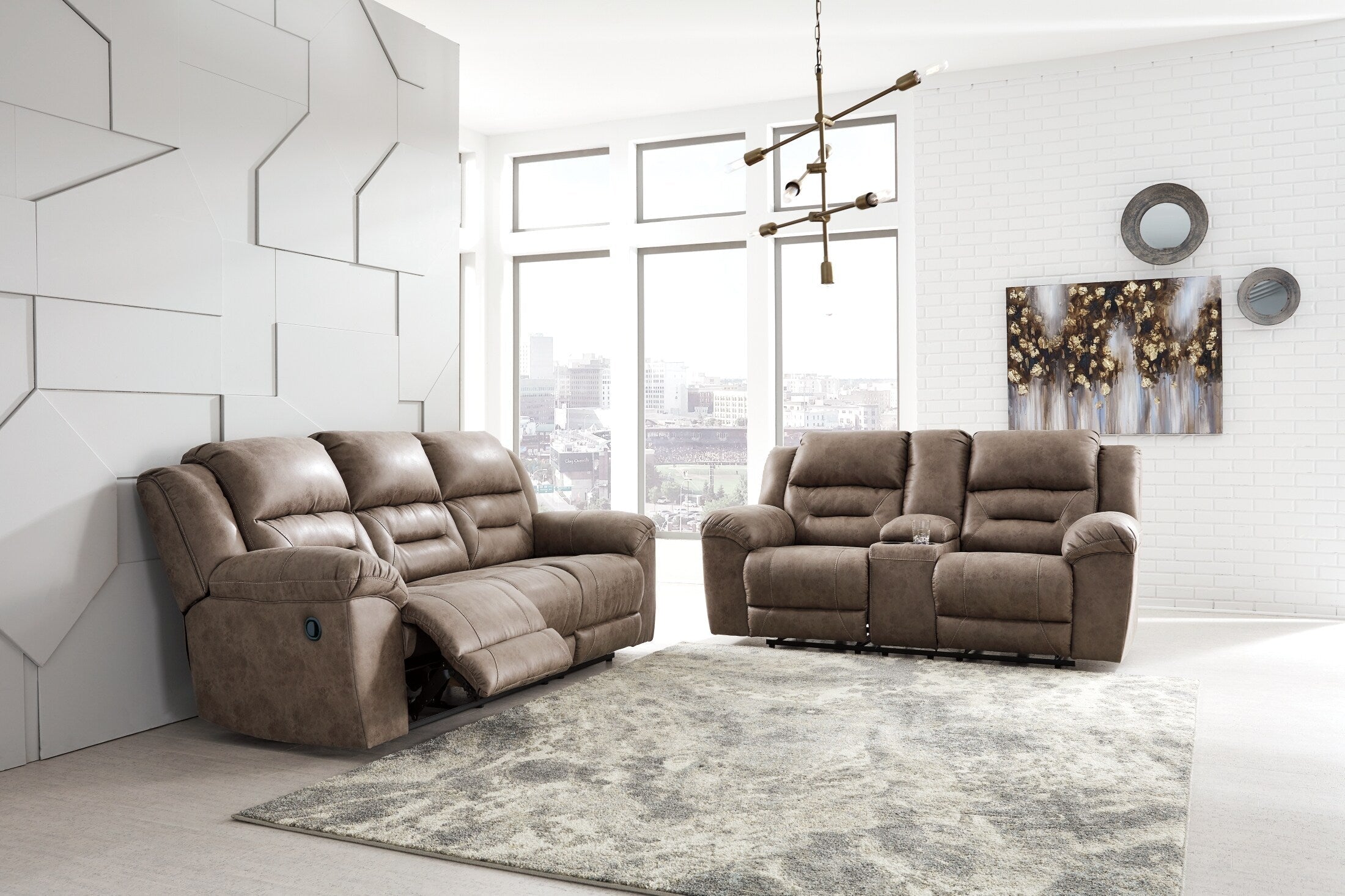 Stoneland Reclining Loveseat with Console - Fabric