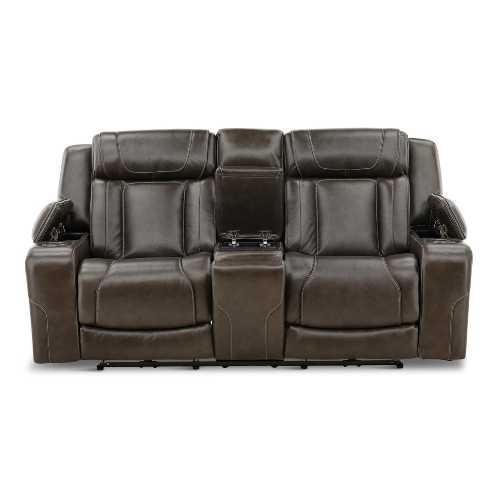 Denver Power Console Loveseat - Leather