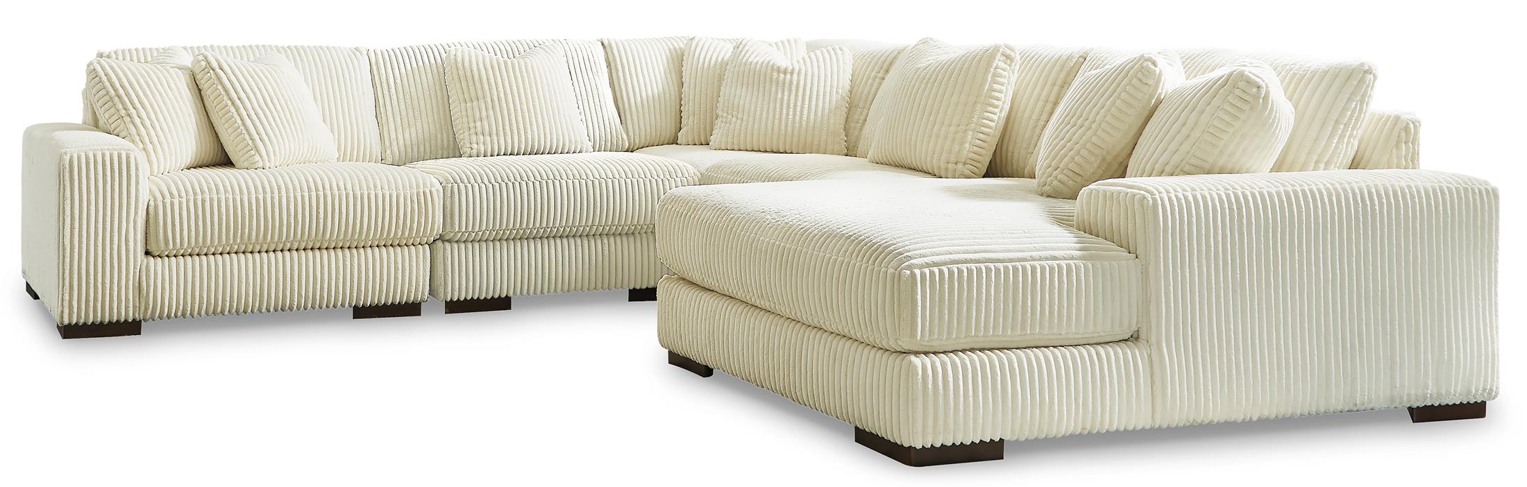 Lindyn 5-Piece Ivory Sectional with Chaise - Right-Facing