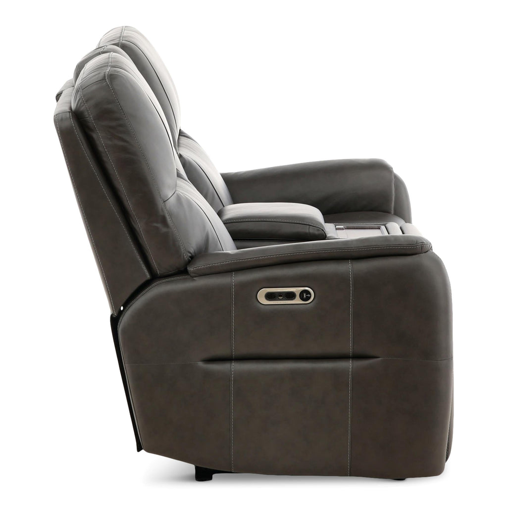 Walker Leather Power Reclining Console Loveseat - Cacao