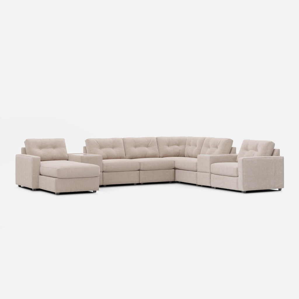 Modular One Left Facing 8-Piece Sectional with E-Console - Stone