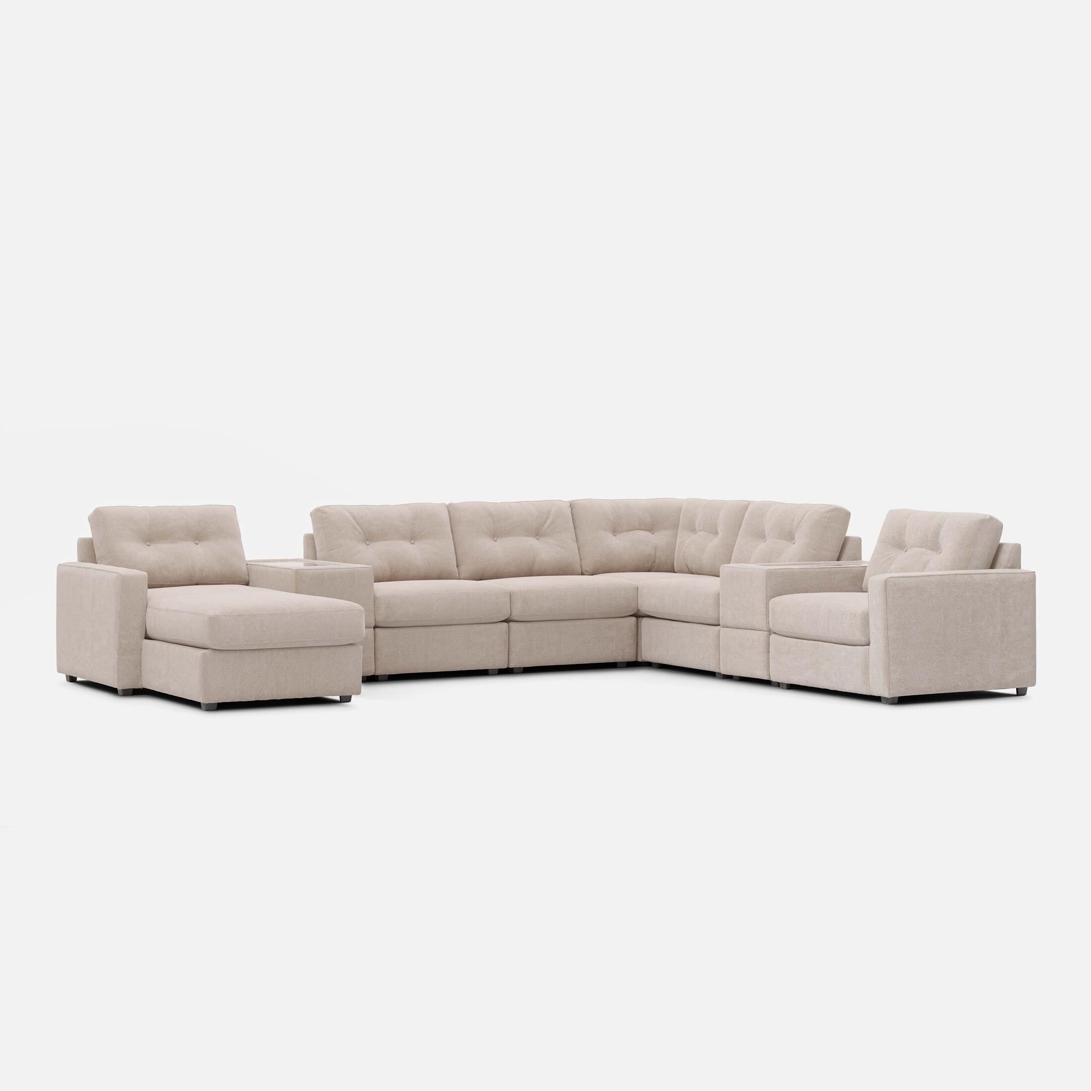 Modular One Left Facing 8-Piece Sectional with E-Console - Stone