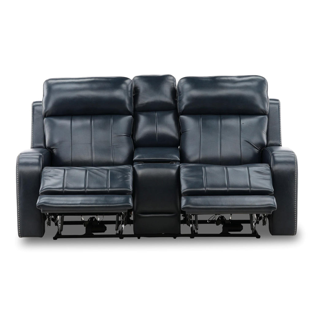 Hampton Leather Home Theater Console Loveseat - Power