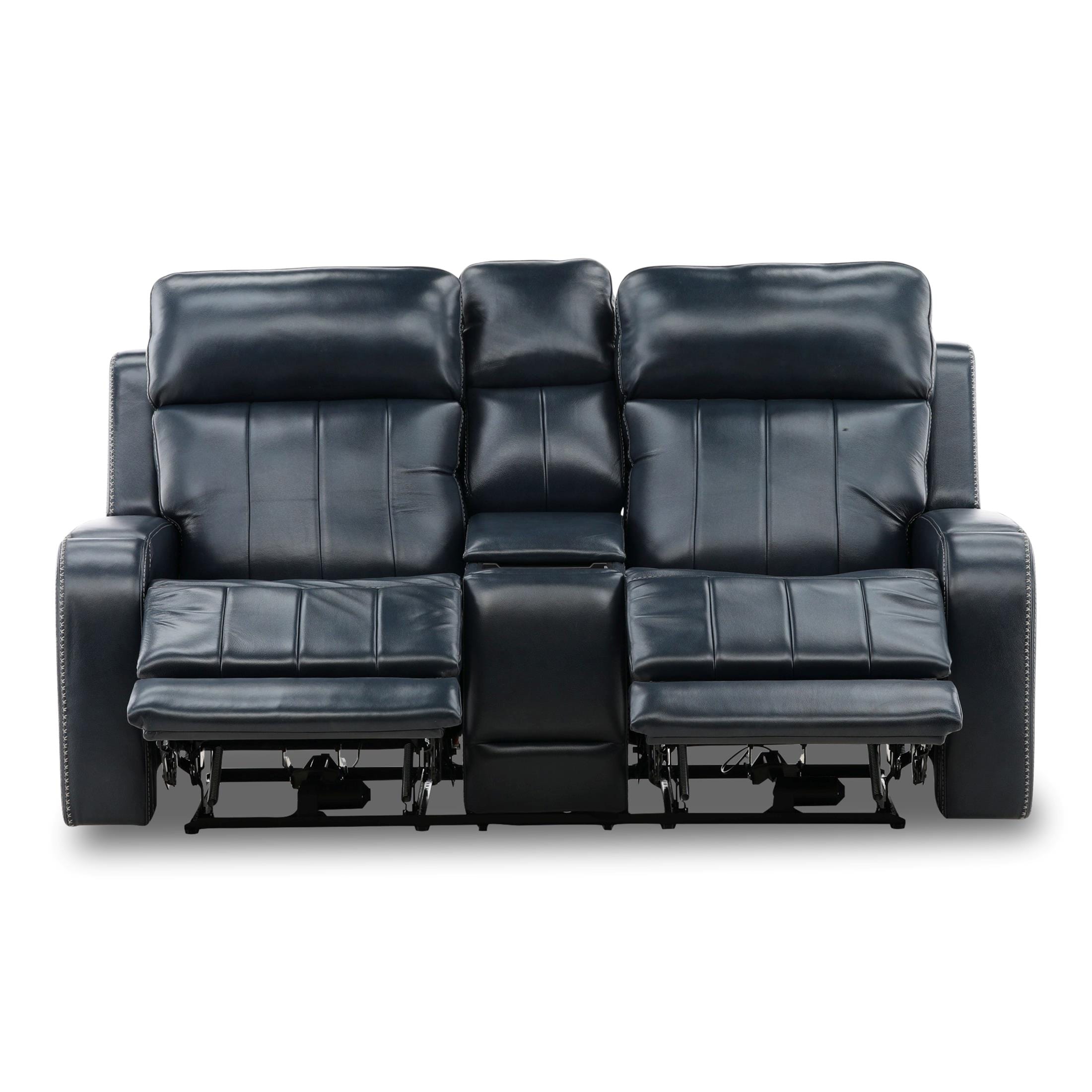 Hampton Leather Home Theater Console Loveseat - Power