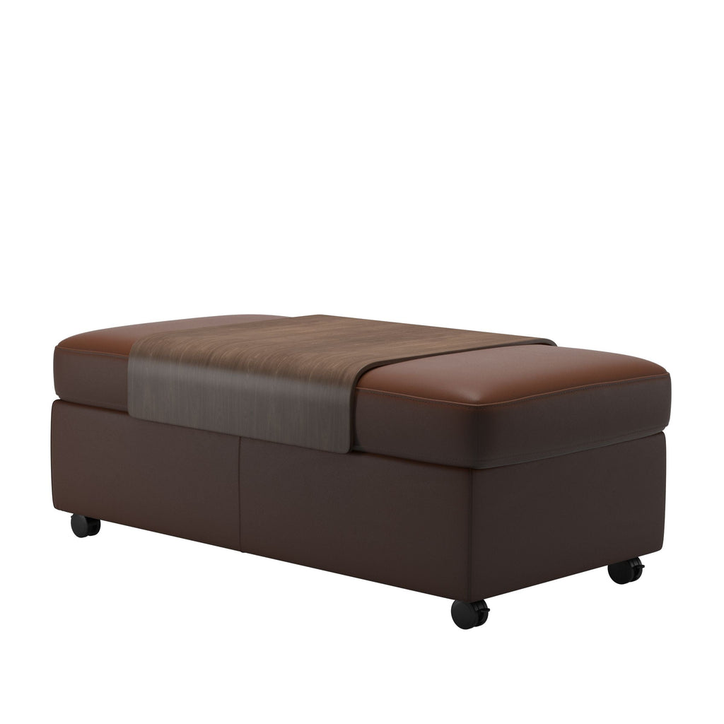 Flora Wood Double Ottoman with Table - Dining Table