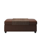 Flora Wood Double Ottoman with Table - Dining Table