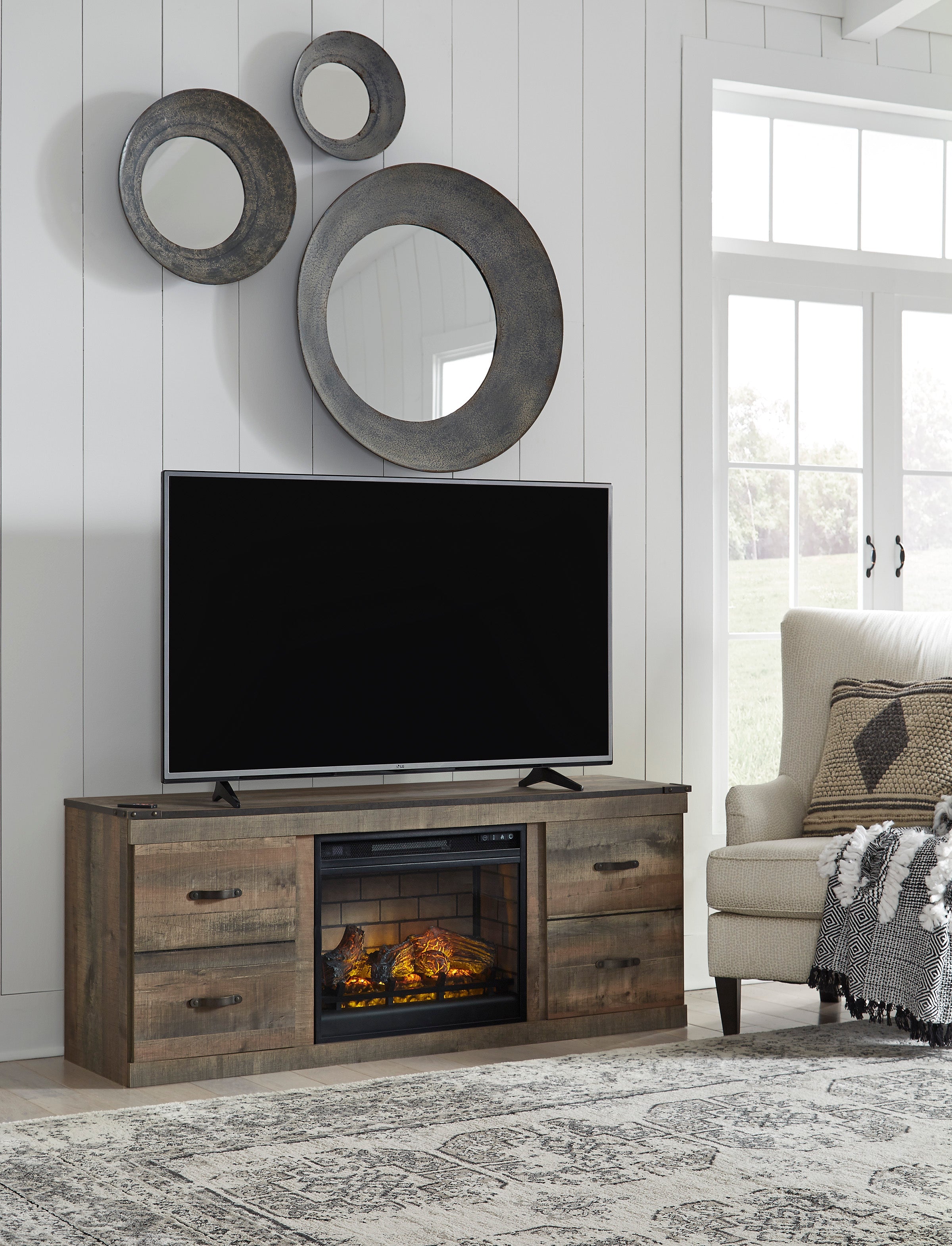Trinell TV Stand with Electric Fireplace - Indoor