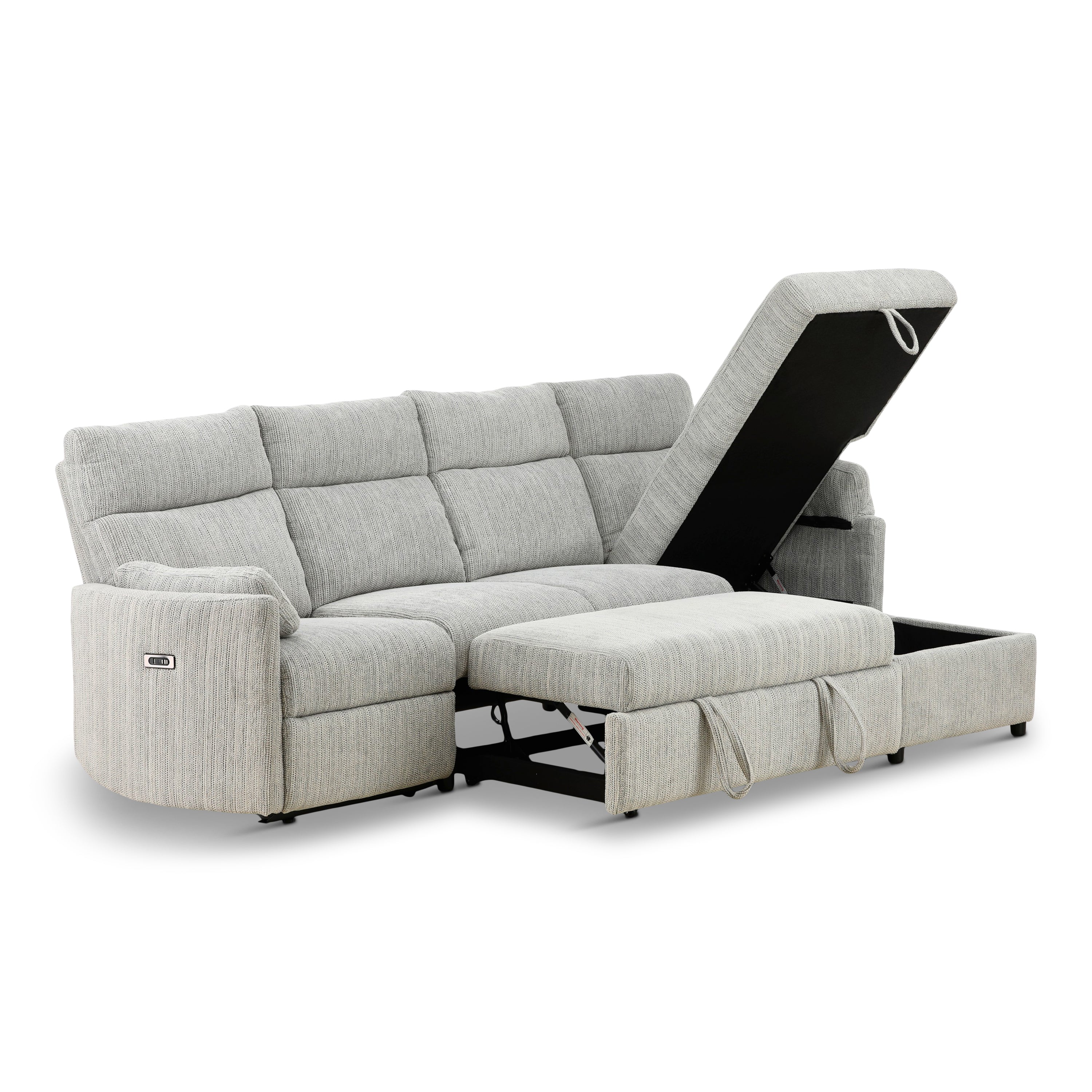 Chamberlain 3-Piece Power Reclining Sectional with Pullout Bed - Set