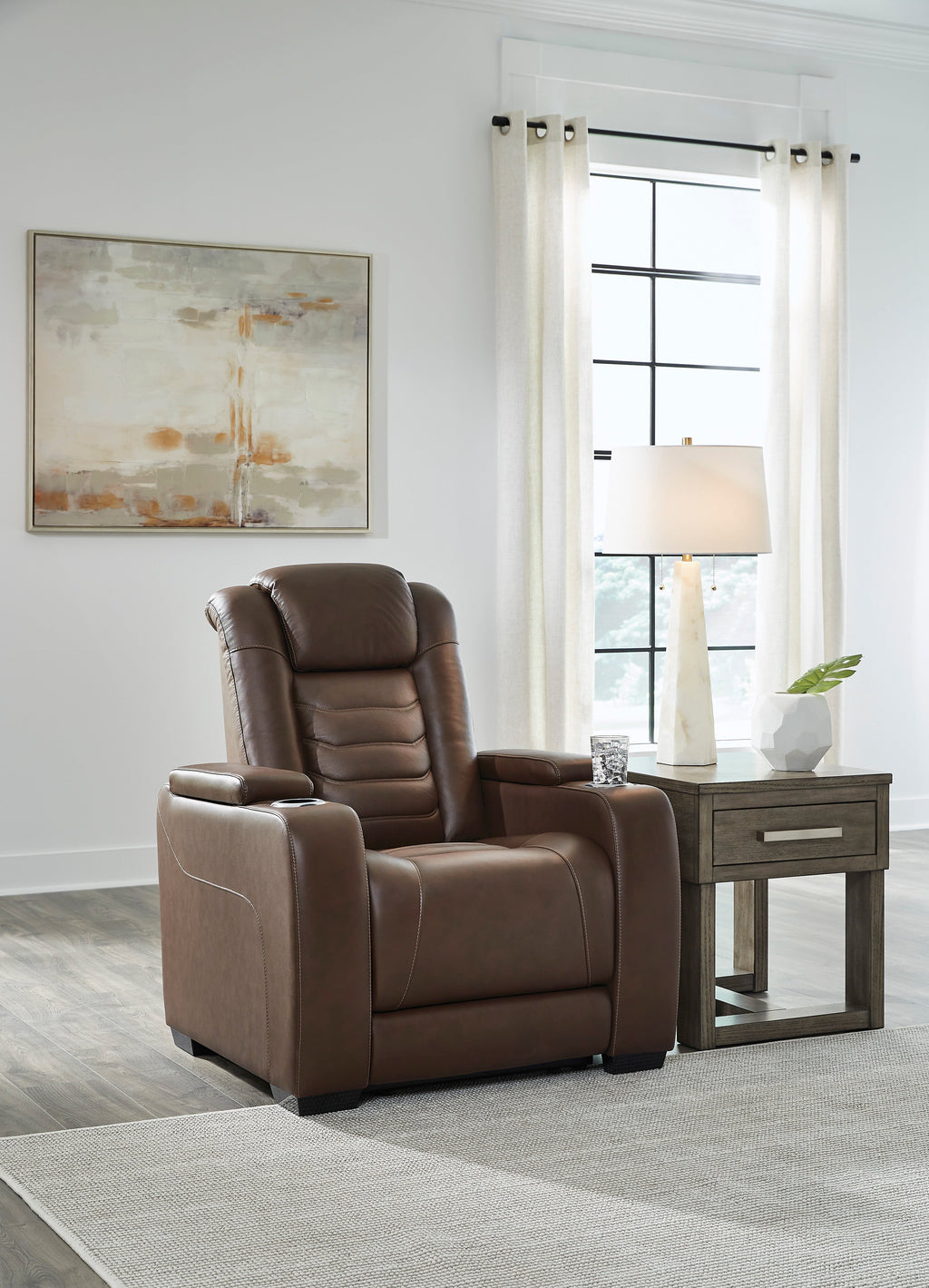 High Impact Leather Power Recliner - Reclining