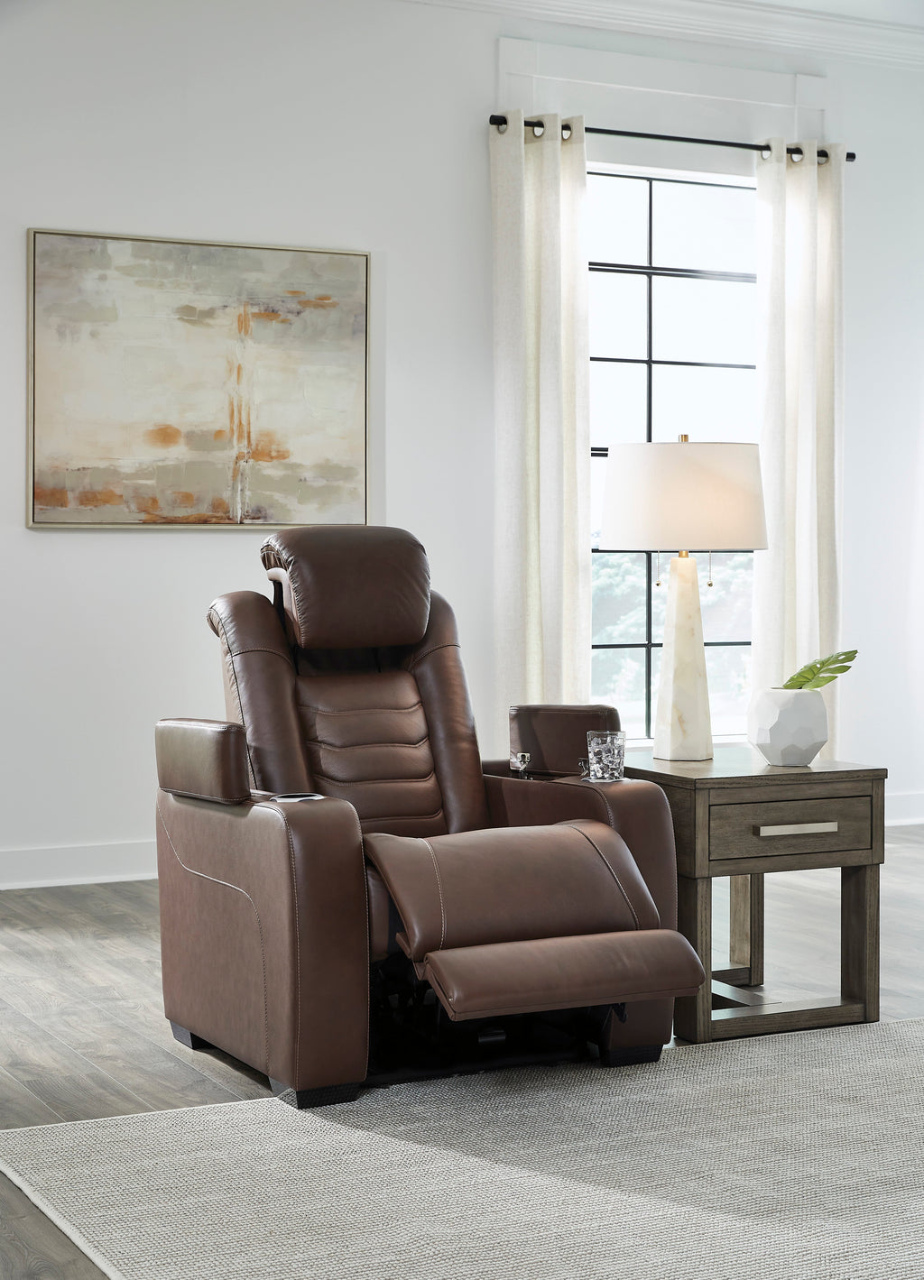 High Impact Leather Power Recliner - Reclining