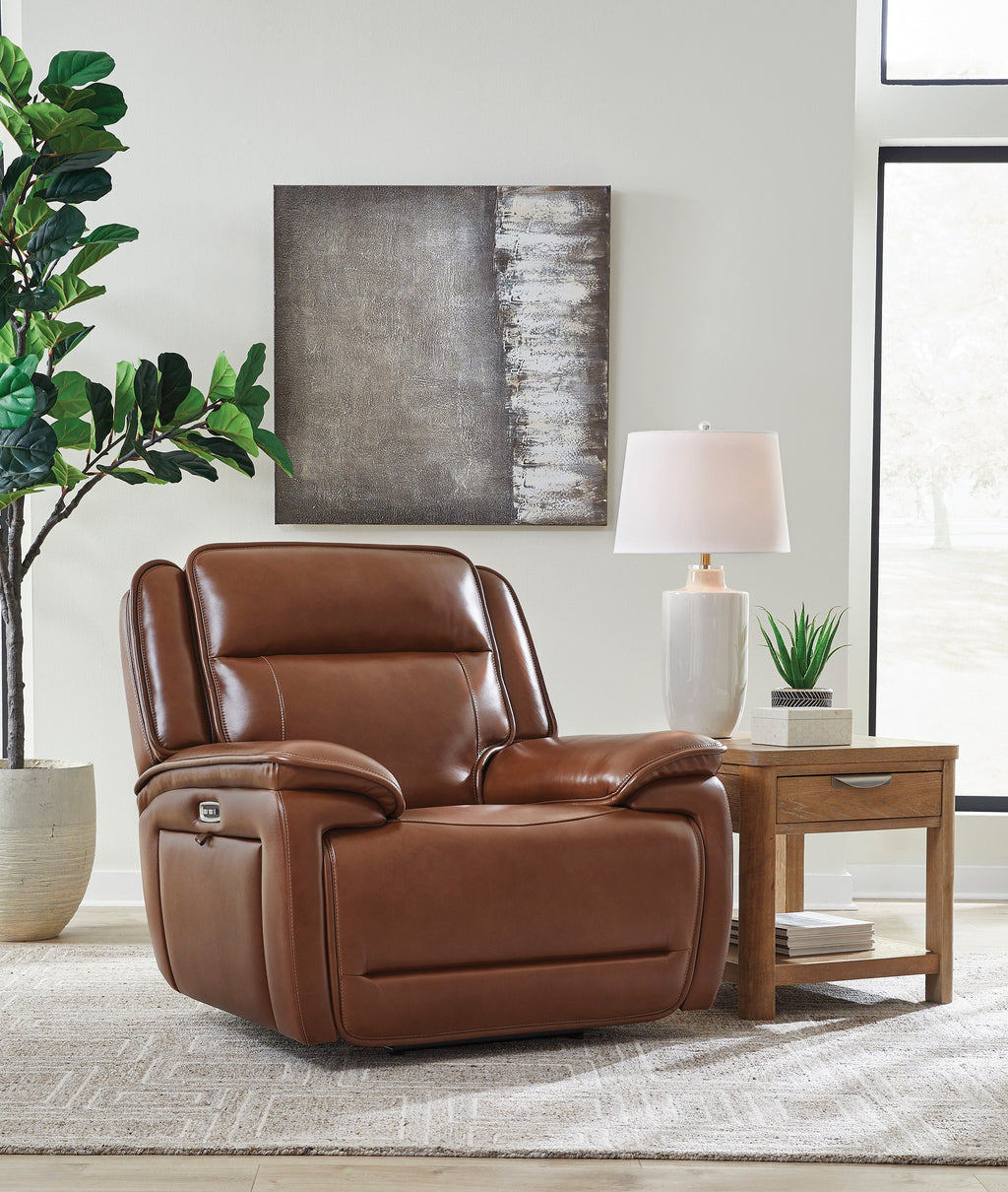 Healy Pier Leather Power Recliner - Reclining