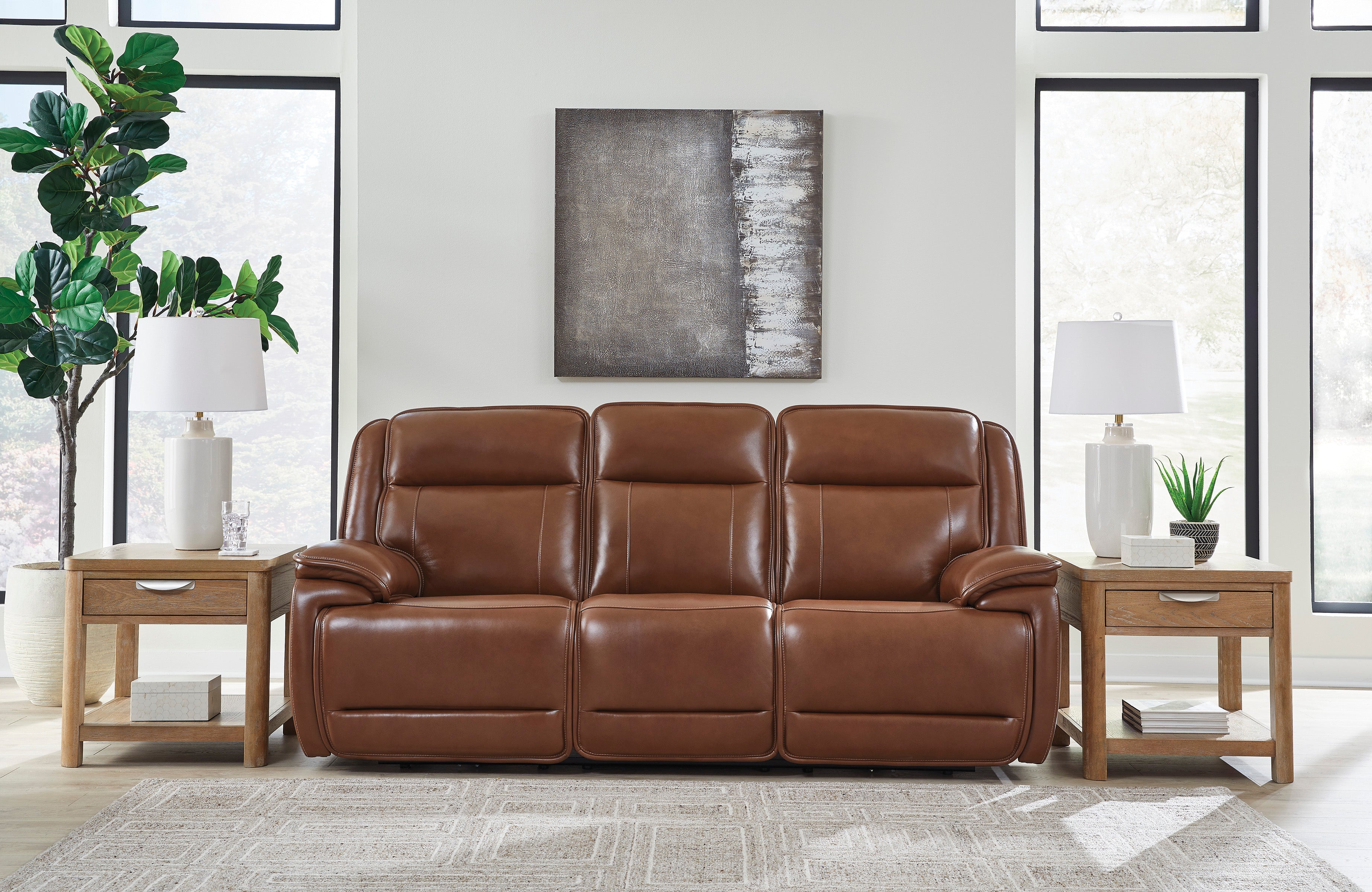 Healy Pier Leather Power Reclining Sofa - Indoor