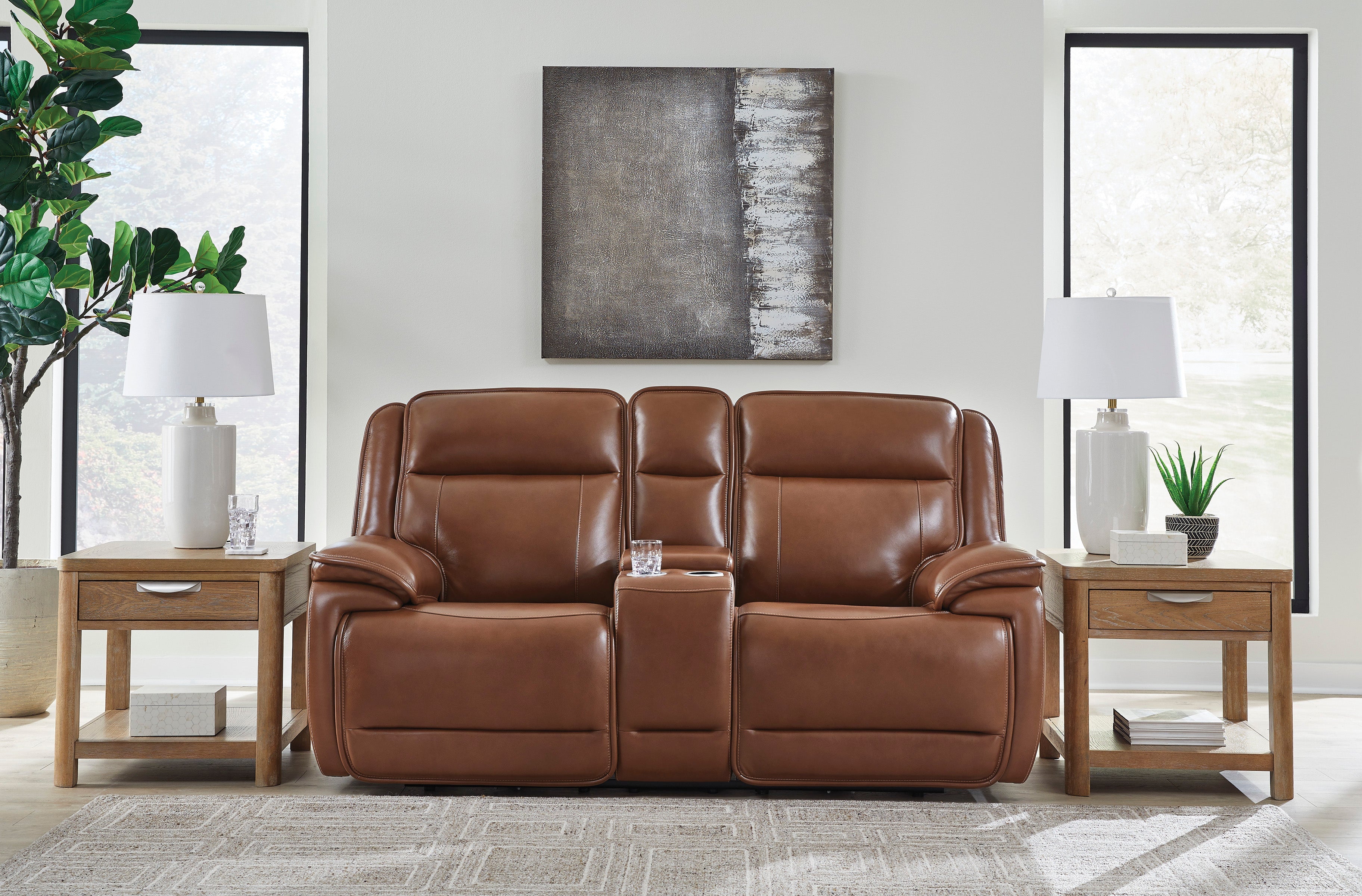 Healy Pier Power Reclining Console Loveseat - Console Table