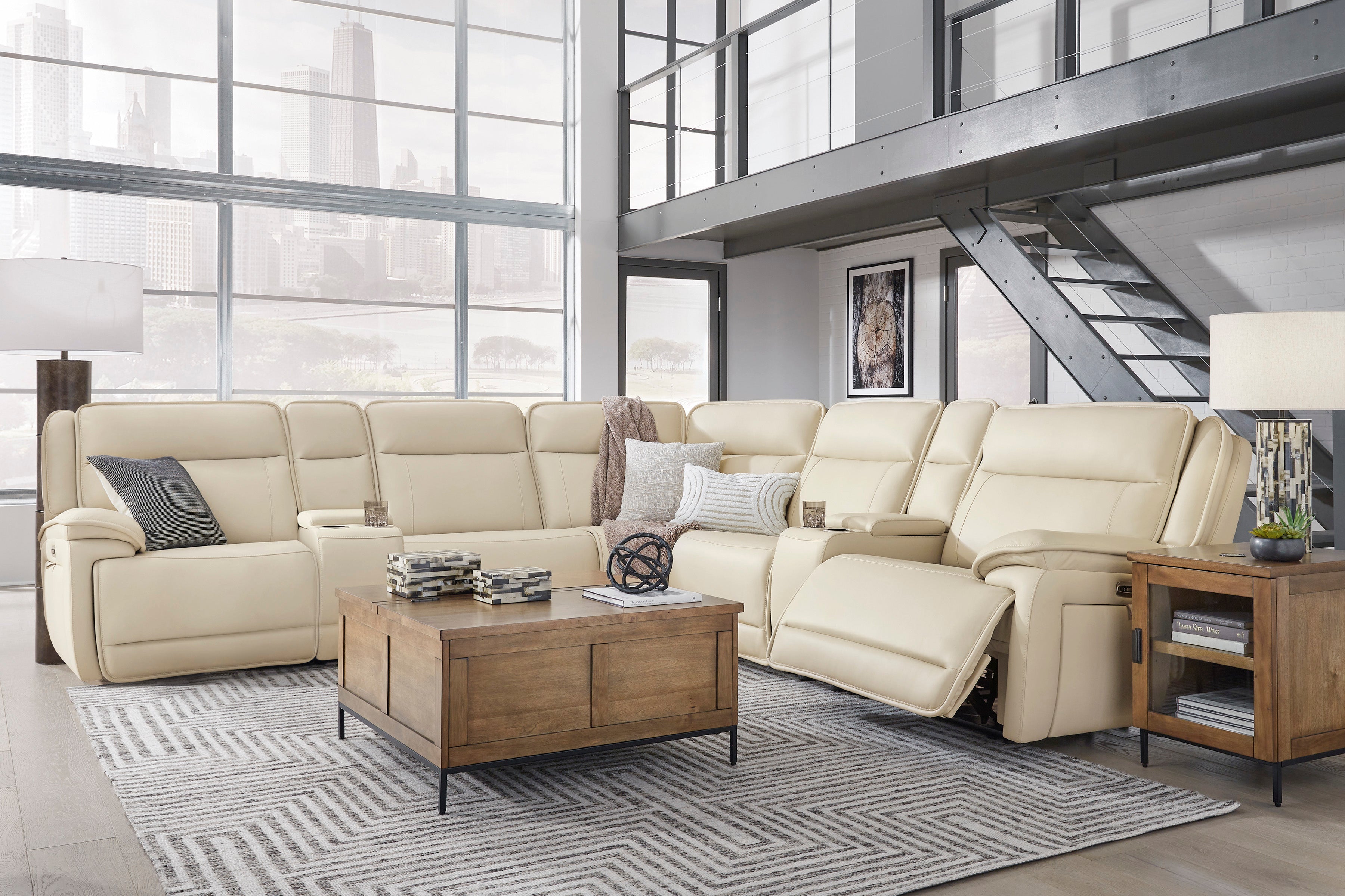 Double Deal 7-Piece Reclining Sectional with 2 Consoles - Set