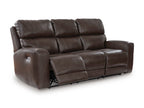 Beadel Leather Power Reclining Sofa with Drop Down Table - Dining Table