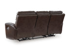 Beadel Leather Power Reclining Sofa with Drop Down Table - Dining Table