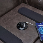 Beadel Leather Power Reclining Sofa with Drop Down Table - Dining Table