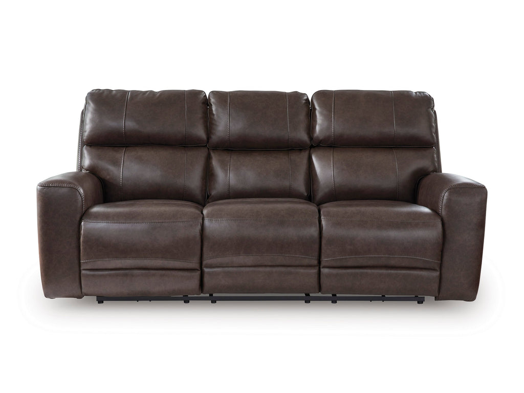 Beadel Leather Power Reclining Sofa with Drop Down Table - Dining Table