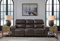 Beadel Leather Power Reclining Sofa with Drop Down Table - Dining Table