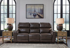 Beadel Leather Power Reclining Sofa with Drop Down Table - Dining Table