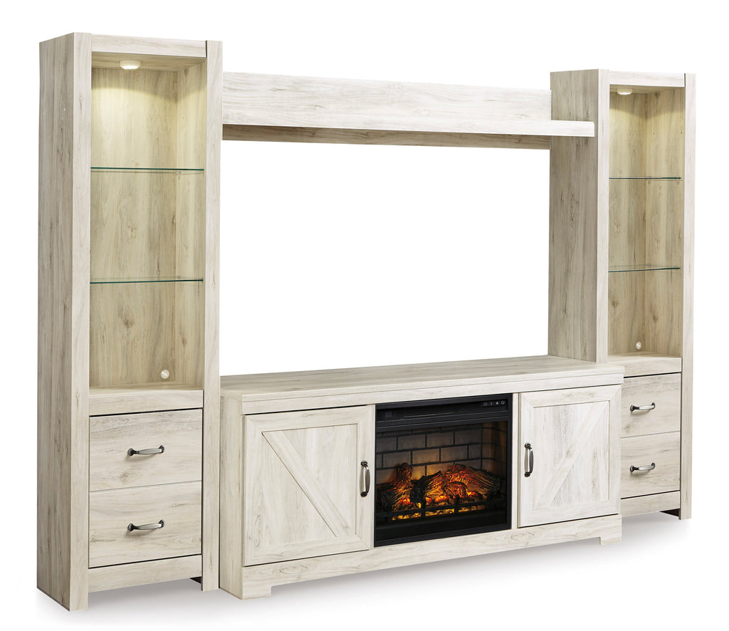 Bellaby 4-Piece Entertainment Center with Electric Log Fireplace - Set