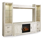 Bellaby 4-Piece Entertainment Center with Electric Log Fireplace - Set