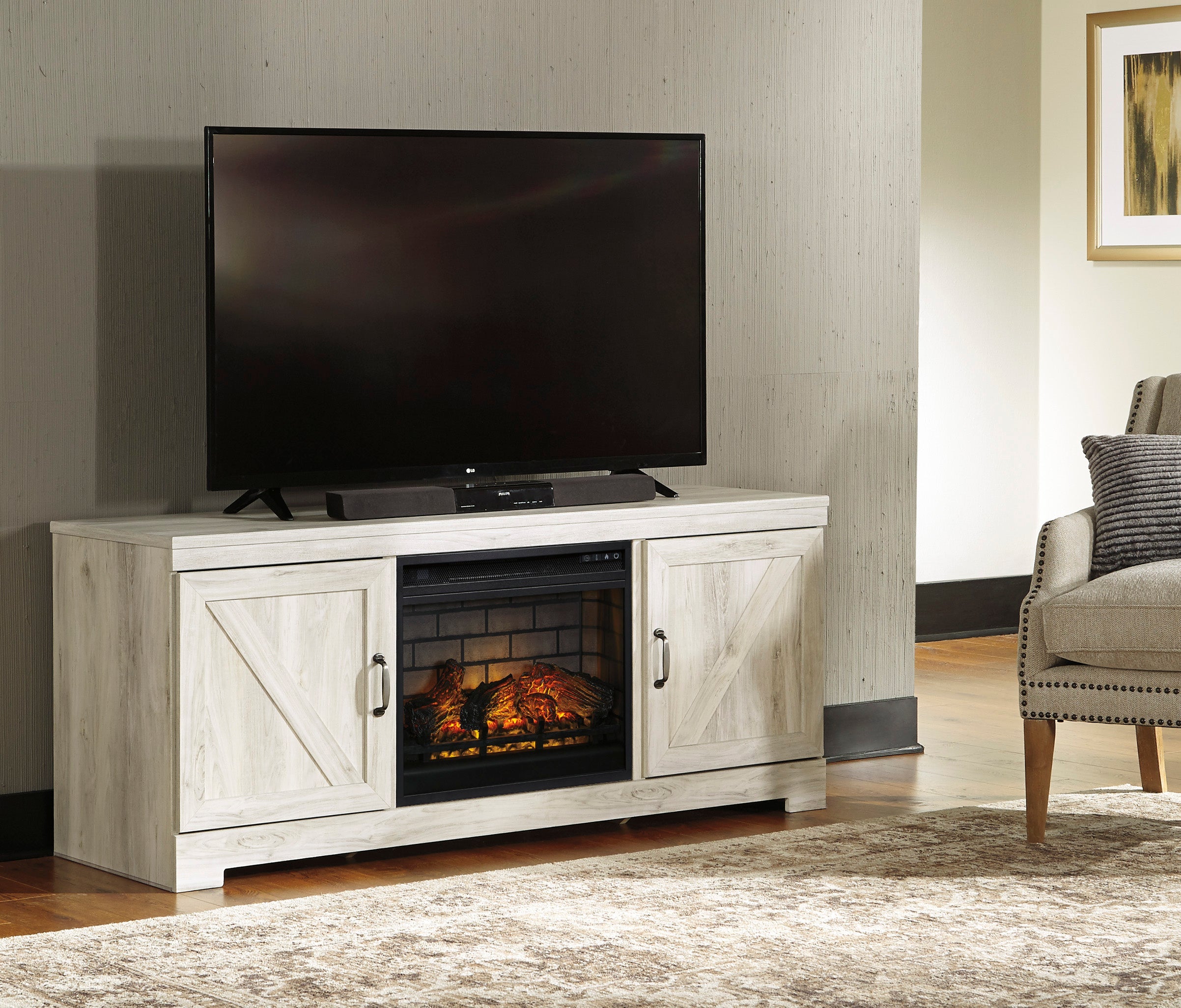 Bellaby 63 TV Stand with Electric Log Fireplace - Indoor