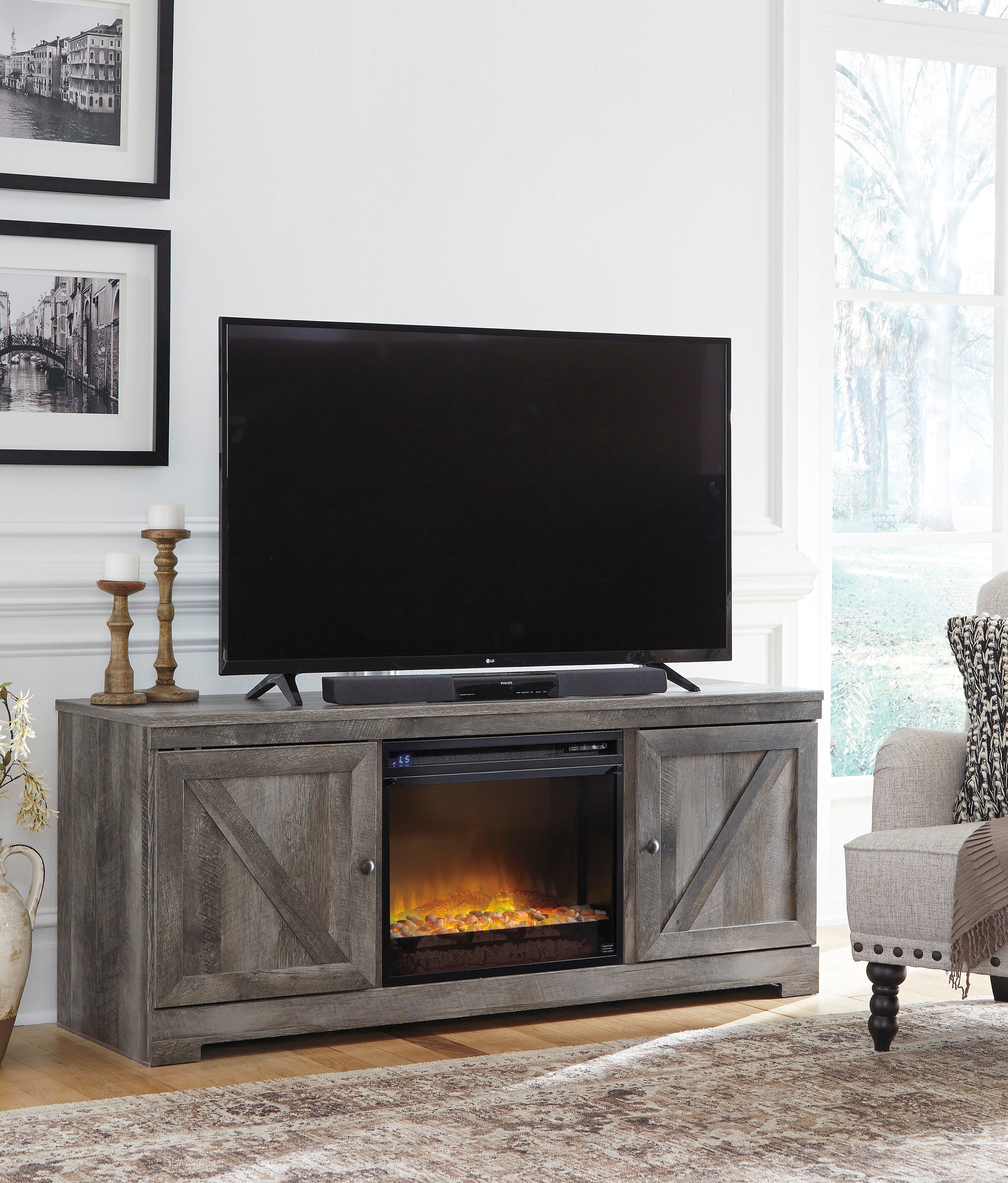 Wynnlow 63 TV Stand with Electric Fireplace - Indoor
