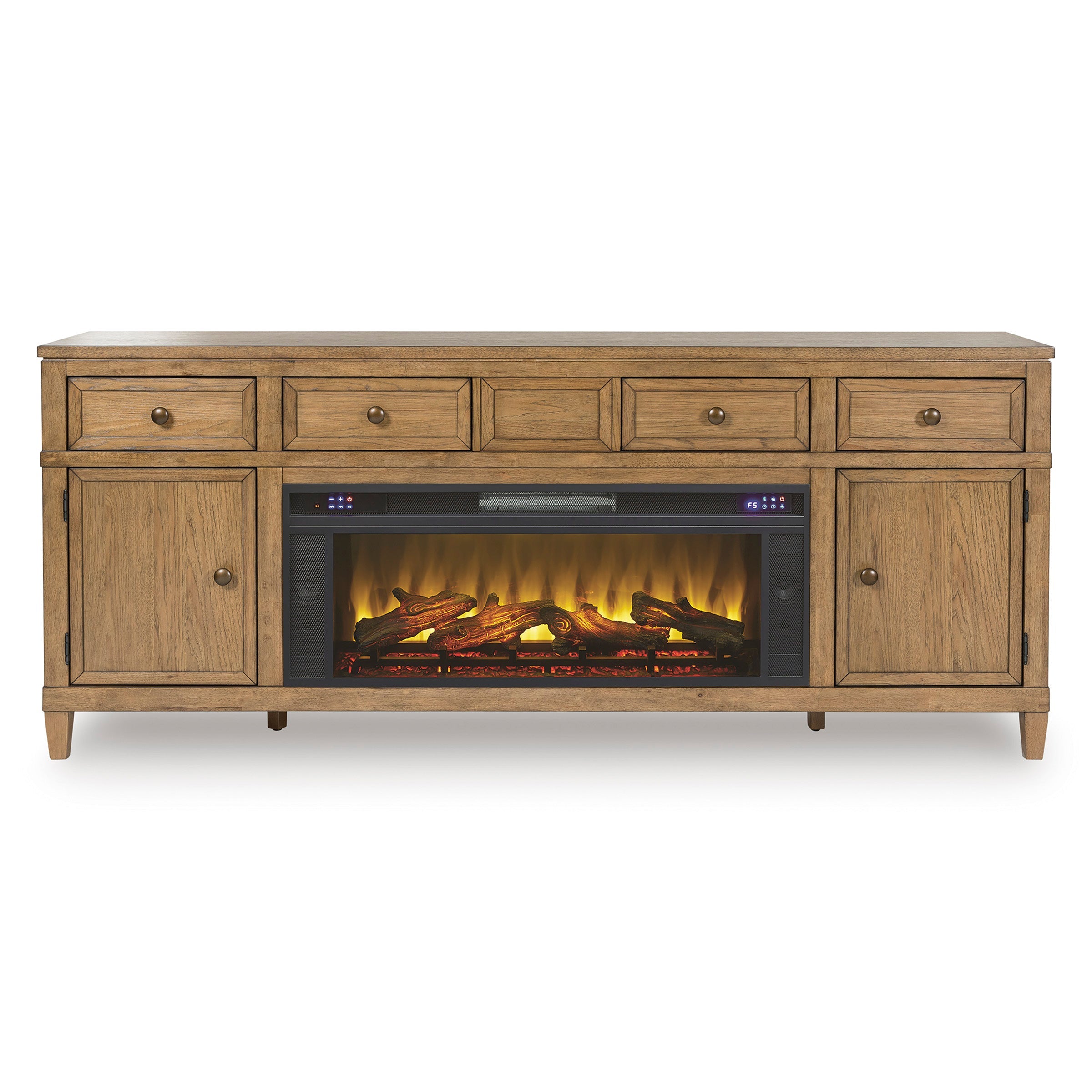 Sharlance 81 TV Stand with Electric Log Fireplace - Indoor