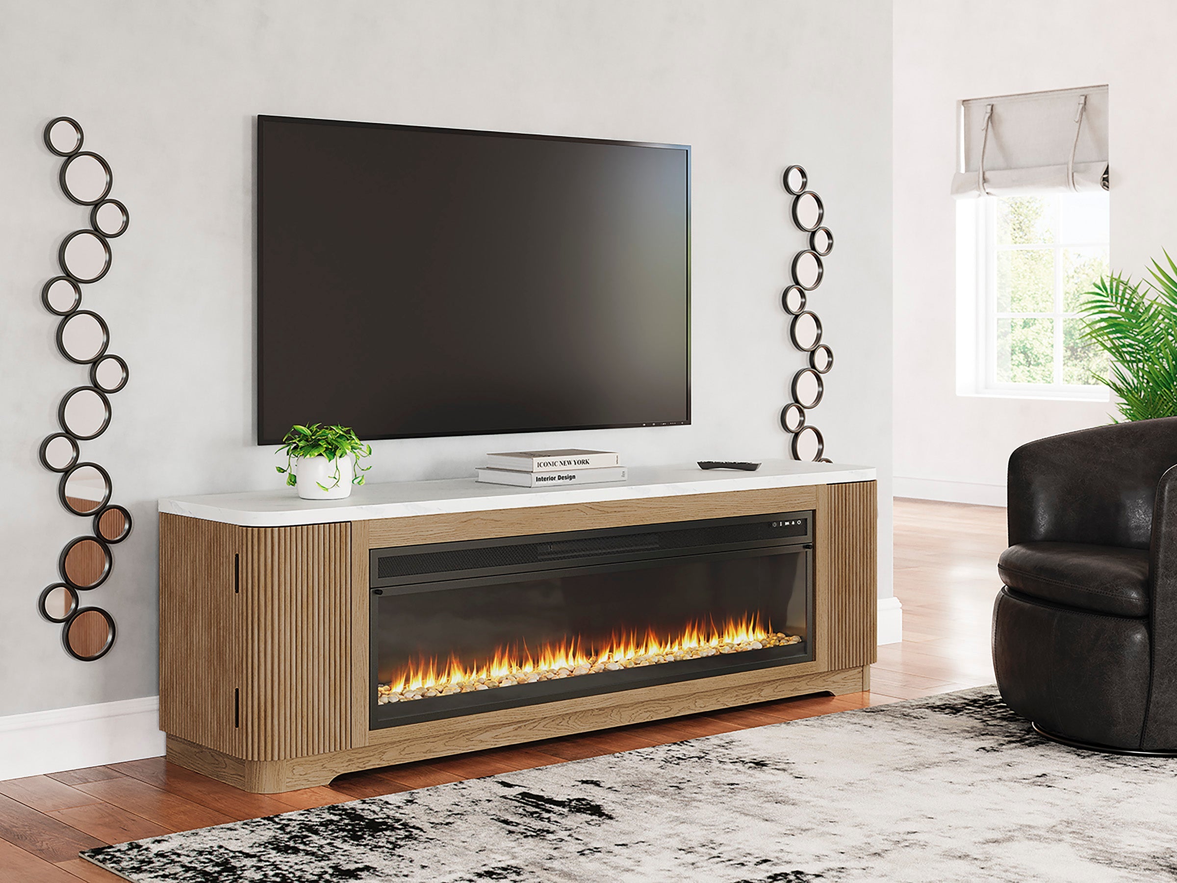 Camdill 80 TV Stand with Electric Fireplace - Indoor
