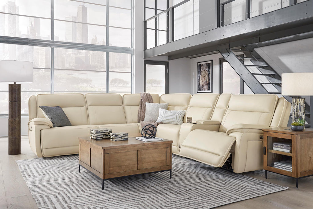 Double Deal 6-Piece Leather Power Reclining Sectional with Console - Set