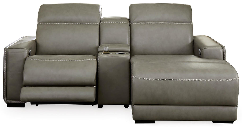 Correze 3-Piece Dual Power Leather Reclining Modular Sectional with Console and Chaise - Set