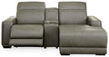 Correze 3-Piece Dual Power Leather Reclining Modular Sectional with Console and Chaise - Set