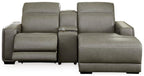 Correze 3-Piece Dual Power Leather Reclining Modular Sectional with Console and Chaise - Set