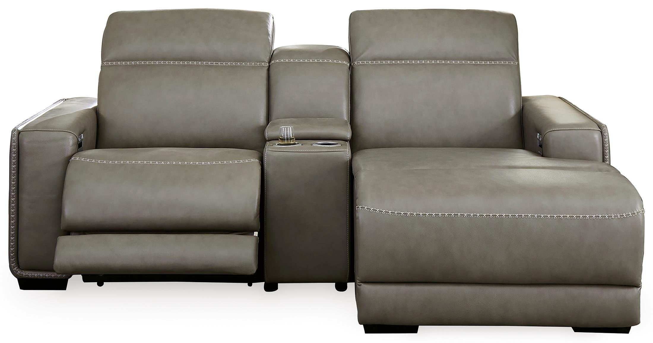 Correze 3-Piece Dual Power Leather Reclining Modular Sectional with Console and Chaise - Set